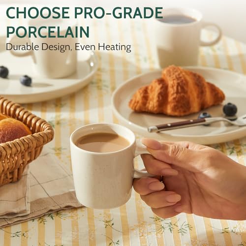Image of Sweese 3.5oz Porcelain Espresso Cups Set of 4, Mini Coffee Mugs Demitasse Cups - White Grey