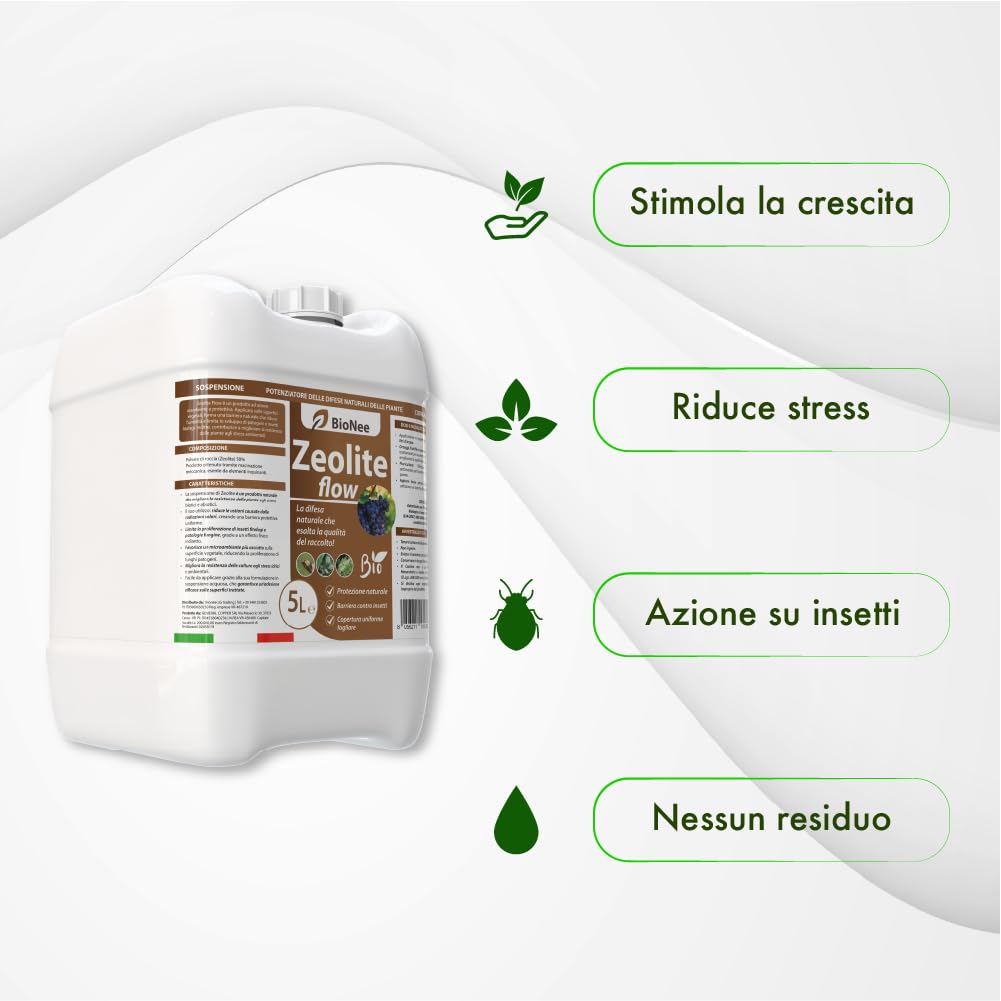 Zeolite Flow in sospensione 5 L – Corroborante Naturale Antifungo e Insetti per Piante