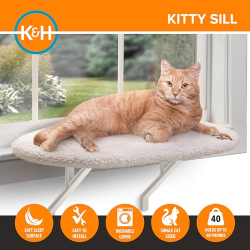 Image of K&H Cat Window Perch, Unheated Kitty Sill, Fleece, 14 X 24 Inches (Pack of 6)