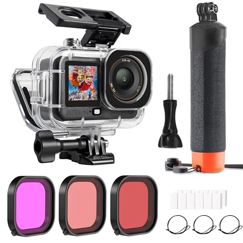 FitStill Kit complet de plongée pour DJI OSMO ACTION 6, étui étanche 60M/196FT et 3 filtres et poignée flottante pour le snorkeling, le surf, le boîtier de protection pour la plongée, accessoires de