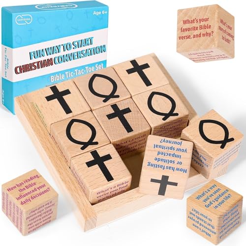 Garybank Bible Conversation Cubes for Christians, W/Xs and Os Games,