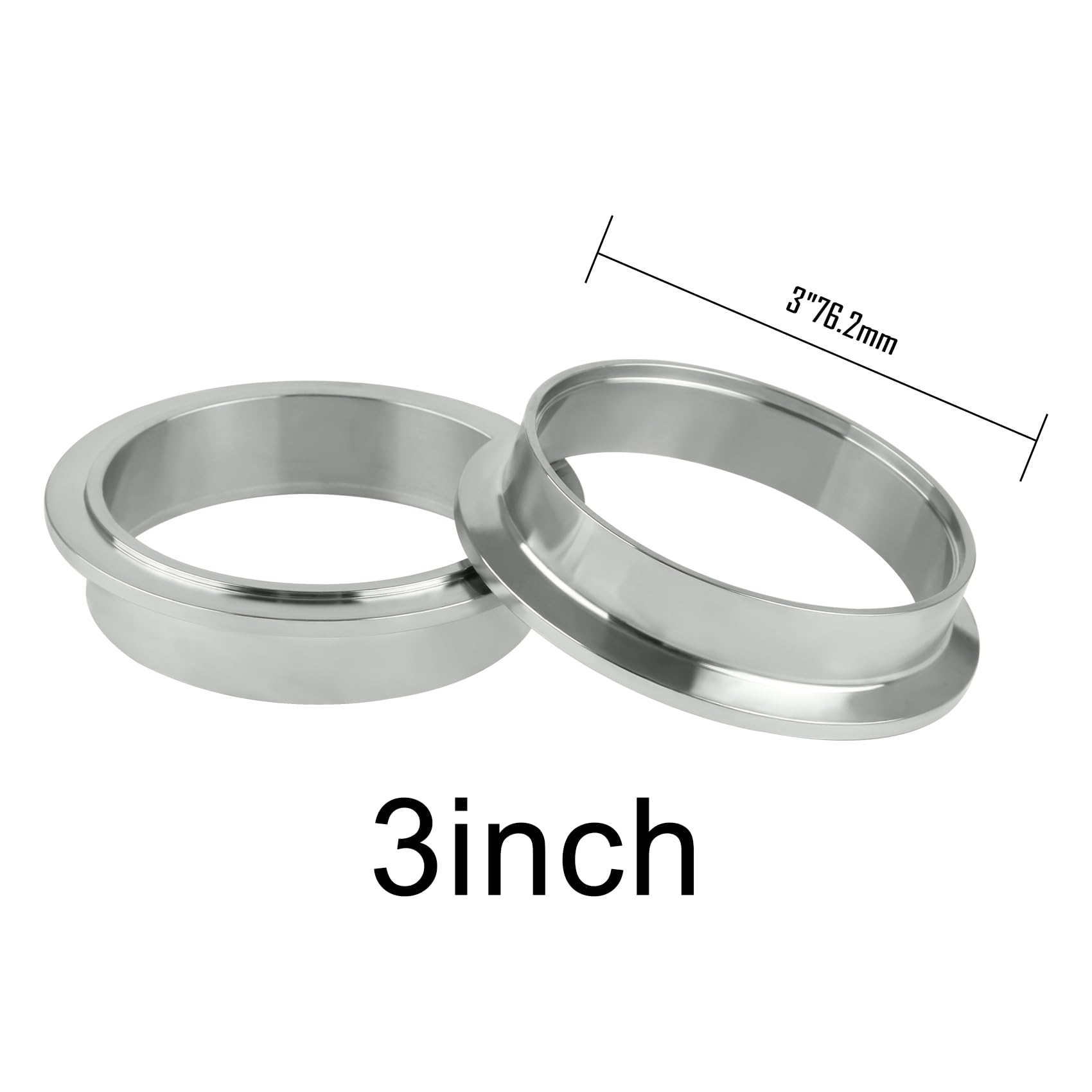 Morsetto V band 3 pollici (76mm),Kit di flangia-fascette a V,con morsetto a V in acciaio inox e flangia in ferro,per tubi di scarico turbo