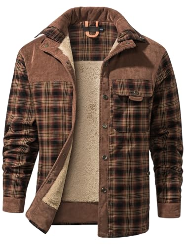 Mr.Stream Men's Outdoor Casual Vintage Long Sleeve Plaid Flannel Button Down Shirt Jacket