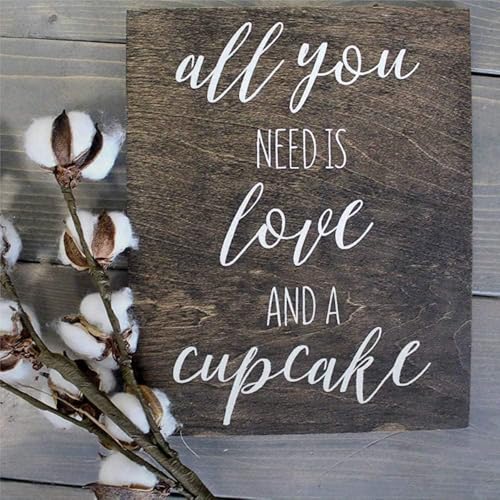 Rustic Wooden Signs All You Need is Love and A Cupcake Bedroom Sign Wall Art Decor Kitchen Cafe Pub Decor Gift 8x12 INCH