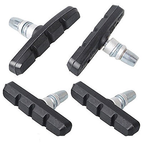 BlueSunshine 70mm Mountain Road Bicycle Cycling Bike Braking V-Brake Brake Holder Shoes Rubber Pad, No-Noise, No-Skid, 4 pieces (2 Pairs, Black)