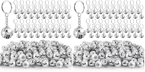 96 Pcs Mini Disco Ball Keychains, Silver Mirror Party Favors for Parties