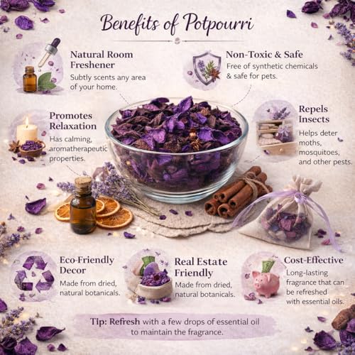 Image of Pure Source India Potpourri - Natural Dried Flower Fragrance Lavender | Long Lasting Home Fragrance | Decorative Bowl Filler | Wardrobe & Car Freshener | Essential Oil Infused (Blue, 100gm)