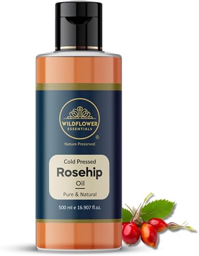 Wildflower Essentials Rosehip Oil Cold Pressed 100% Pure &amp; Natural (500 ml) For Face, Hair, Skin, Body