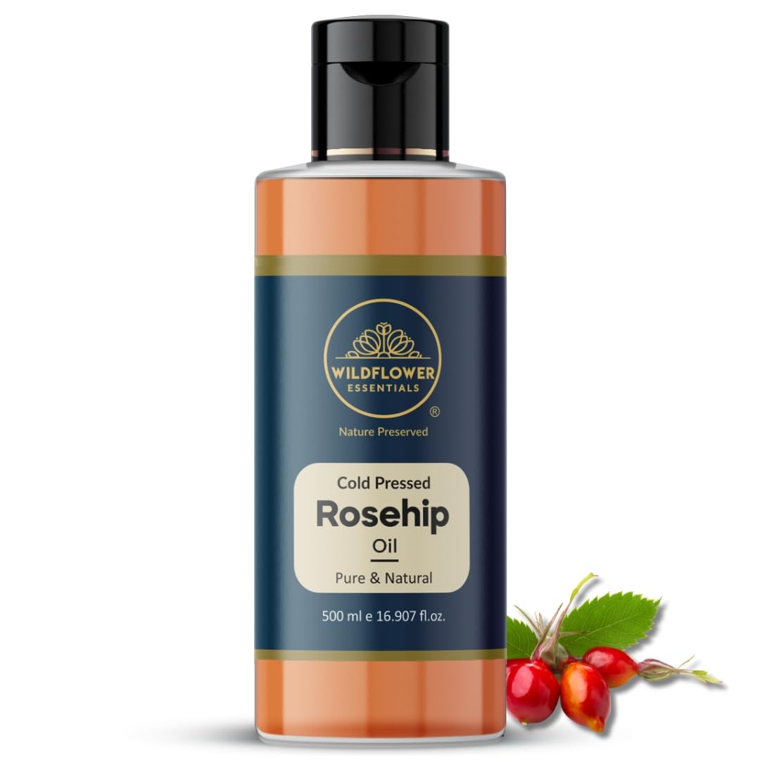 Wildflower Essentials Rosehip Oil Cold Pressed 100% Pure & Natural (500 ml) For Face, Hair, Skin, Body - Review, Price and Buying Guide
