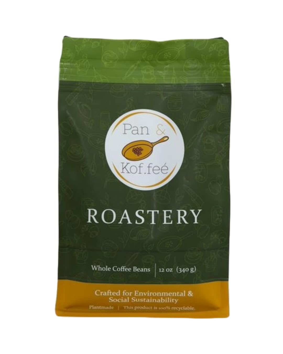 Pan & Kof.feé Chiapas Mexican Coffee, 100% Arabica Single Origin, Medium Roast Whole Bean, Dark Chocolate & Cinnamon Notes, Small-Batch Artisanal Specialty, 12 oz Bag