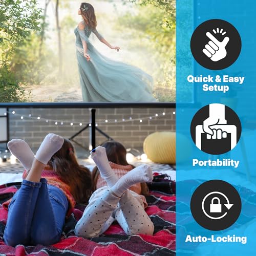 Image of Pyle Projector Screen with Stand - 80-Inch Floor Standing Portable Fold-Out Rollup Matte for Projection, Includes Tripod, Great for Indoor /Outdoor Presentation, Quick Assembly