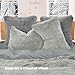 Sasttie 3-Piece Fluffy Duvet Cover Queen, Ultra Soft Faux Fur and Velvet Light Grey Comforter Cover, Luxury Fuzzy Bedding Sets for Winter Bed, Includes 1 Duvet Cover and 2 Pillowcases, No Comforter