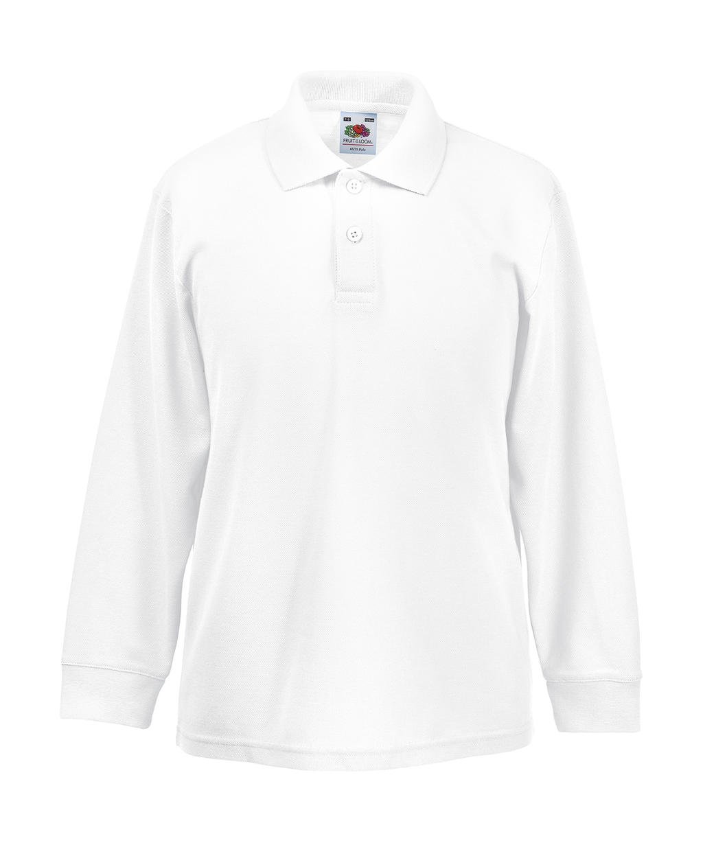Fruit Of The Loom Kinder Poloshirt 65/35 Langarm 152,White