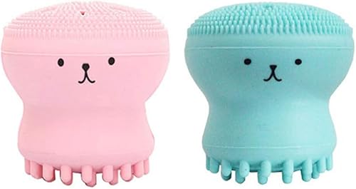 Cepillo de silicona para limpieza facial de pulpo, 2 piezas, cepillos suaves de mano para eliminación de grasa, cepillo de masaje para limpieza