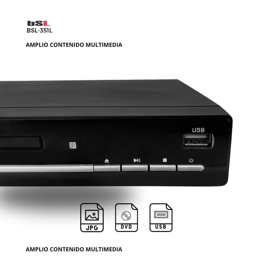 Lettore DVD | BSL-351L per TV, DVD/CD / MP3 con connettore USB Lettore multimediale | uscite: HDMI (cavo incluso), EUROCONECTOR (SCART) e AV (cavo AV incluso) | telecomando | Display LCD.