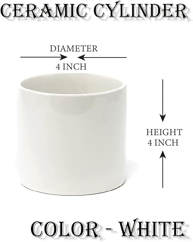 Miniatura 5 de Serene Spaces Living Jarrón cilíndrico de cerámica blanca brillante, contenedor floral contemporáneo, maceta, mini centro de mesa para bodas,