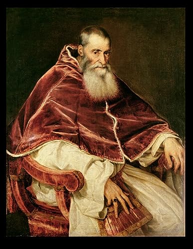 Cuadro sobre lienzo de retrato de Alessandro Farnese Papa Pablo III por Tiziano de 60x90