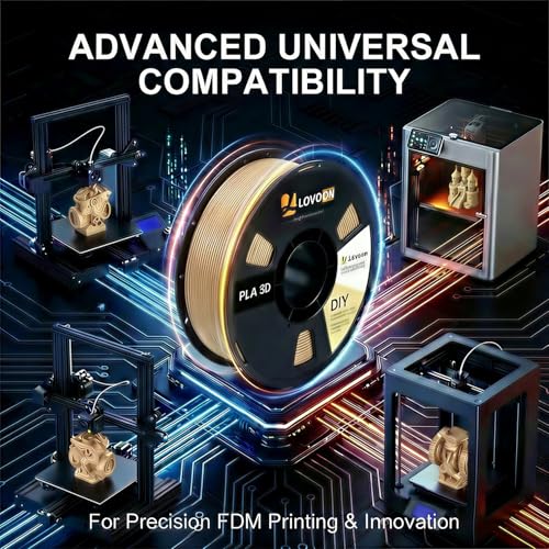 Image of LOVOON PLA Filament 1KG, 1.75mm 3D Printer Filament Dimensional Accuracy + /- 0.02mm, Neatly Wound 3D Printing Filament, Fits Most FDM 3D Printers, 1KG Spool (2.2lbs), Wood Color
