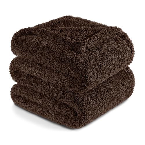 Exclusivo Mezcla Kuscheldecke Fleecedecke für Sofa, Weiche, Warme und Flauschige Decke Sofadecke Wohndecke für Ganzjahreszeit, 150 x 200 cm, Braun