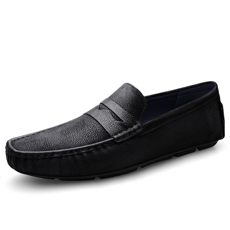Loafers for Men Square Toe Leather Penny Driving Loafers Lightweight Anti-Slip Flat Heel Fashion Wedding Slip-on2