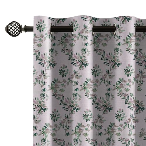 Image of LINENWALAS Printed Blackout Curtains for 6 Feet Window | Set of 2 | Floral Printed Drapes | Thermal Insulated, Room Darkening Panels with Grommet Hanging for Living Room (Pastel Petals)