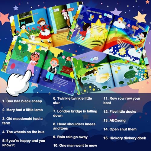 Image of PATPAT 30 Pages Intelligent Book for Kids, Learn and Play Sound Book for Kids with 15 Songs and Lyrics, Educational Sound Books for Toddlers and Kid Toys for 2-5 Years Boy (Battery Not Included)
