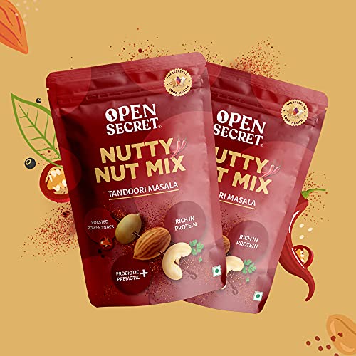 Image of Open Secret 100% Natural and Premium Healthy Tandoori Mix Dry Fruits and Nuts | Healthy for Every Occasion Fresh and Healthy Dry Fruits Cashew Almond - Pack of 2 (135g)