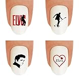Nail Art Decals WaterSlide Nail Transfers Stickers Elvis #1 Silhouette Love Character Nail Decals - Salon Quality Nail Art Accessories for Manicure
