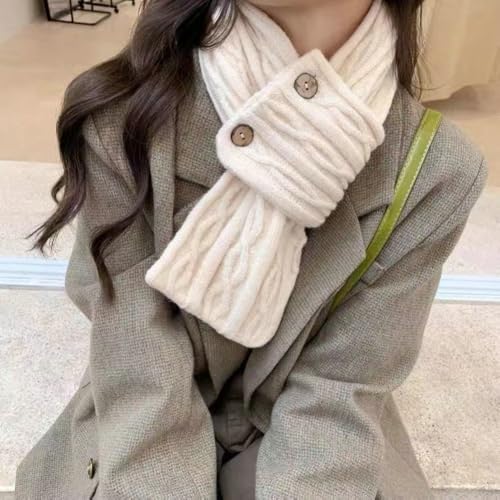 Solyinne Cute Mini Neck Warmer Scarf for Woman Knit Neck Gaiter with Two Buttons Outdoor Activities2