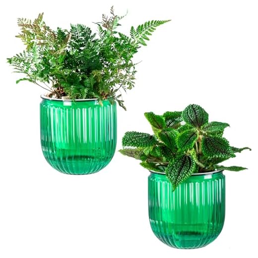 Melphoe Self Watering Pots for Indoor Plants Planter, 4.3 Inch 2 Pack Planters Self Watering Plant Pots for Flower, Houseplants, Succulent, African Violets and Cactus with Drainage