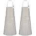 2 Pièces Tablier en Lin et Coton avec Poche pour Femme Homme, Réglable Tabliers de Cuisine, Tablier de Chef pour Barbecue Ménage Jardin Restaurant Nettoyage Artisanat (Gris)