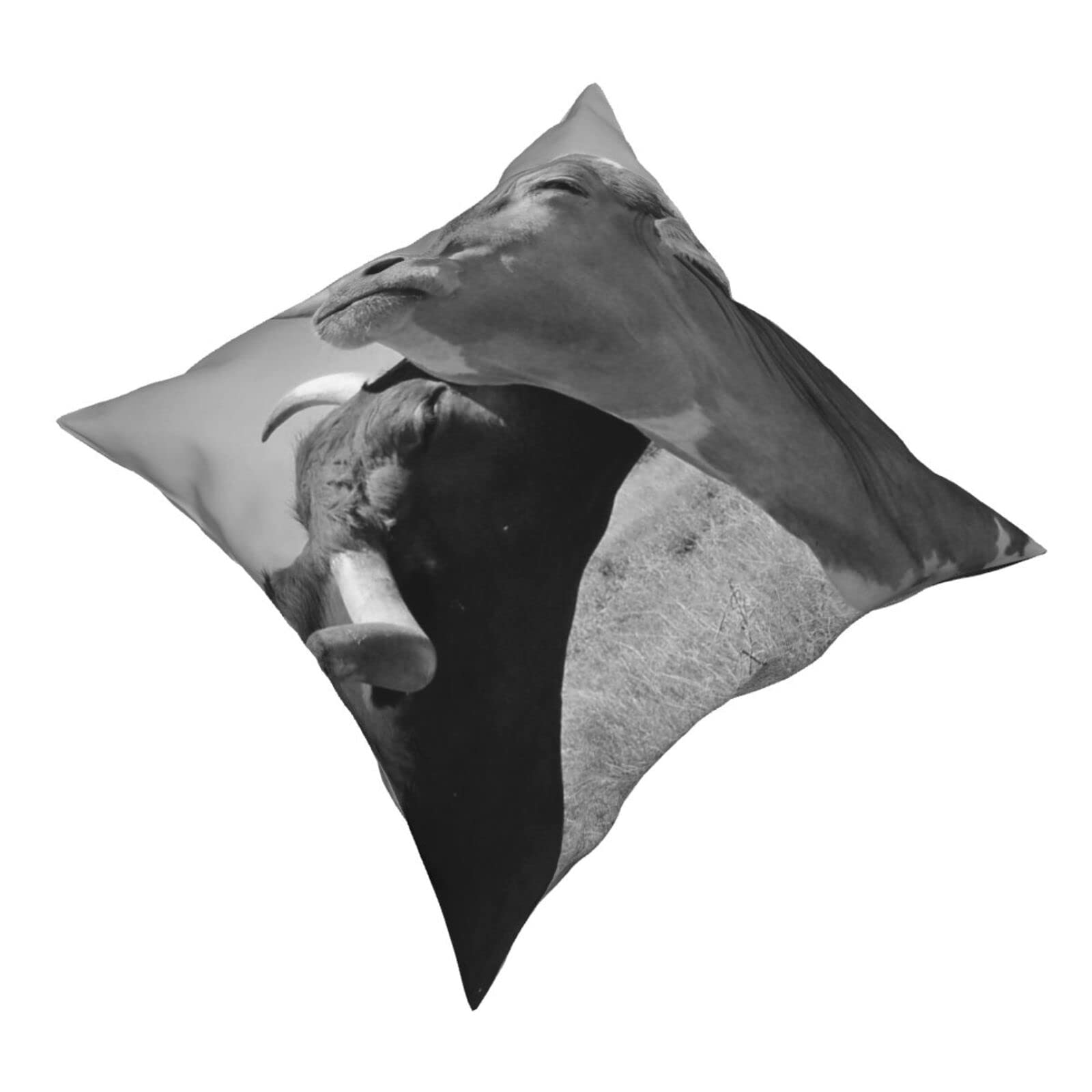 Federa Cuscino Quadrata Con Stampa Mucca – Cuscino Decorativo In Peluche Per Divano E Letto, 45x45 Cm (Nero/Giallo)