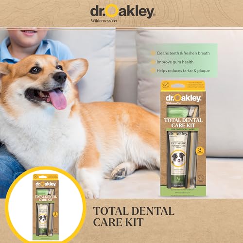 Image of Dr. Oakley Dog Toothpaste Mint Flavor Enzymatic Dental Kit with Toothbrush & Finger Brush Vet Recommended - 3-Piece Set