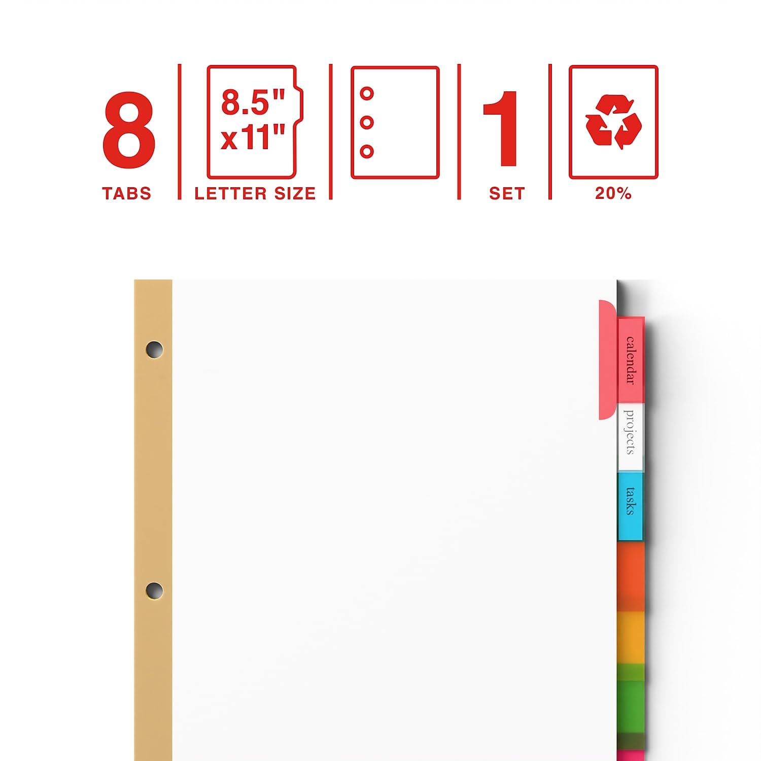 Staples 462754 Big Tab Insertable Paper Dividers 8-Tab Multicolor (13492/11123) - Image 5