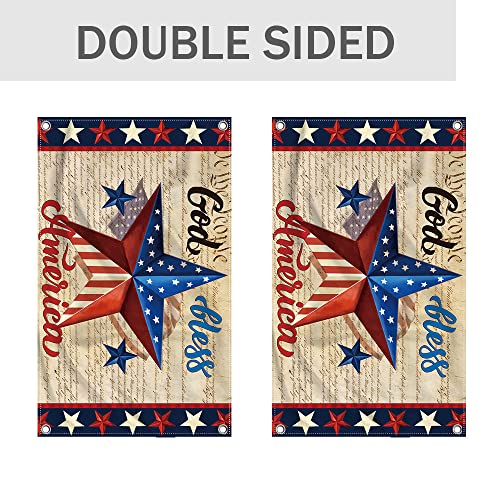 Patriotic God Bless America 4Th Of July House Flag 3X5 Ft Vertical Double Sided Blue Red Star Independence Day Memorial Day Banner Yard Outside Décor #TOP3