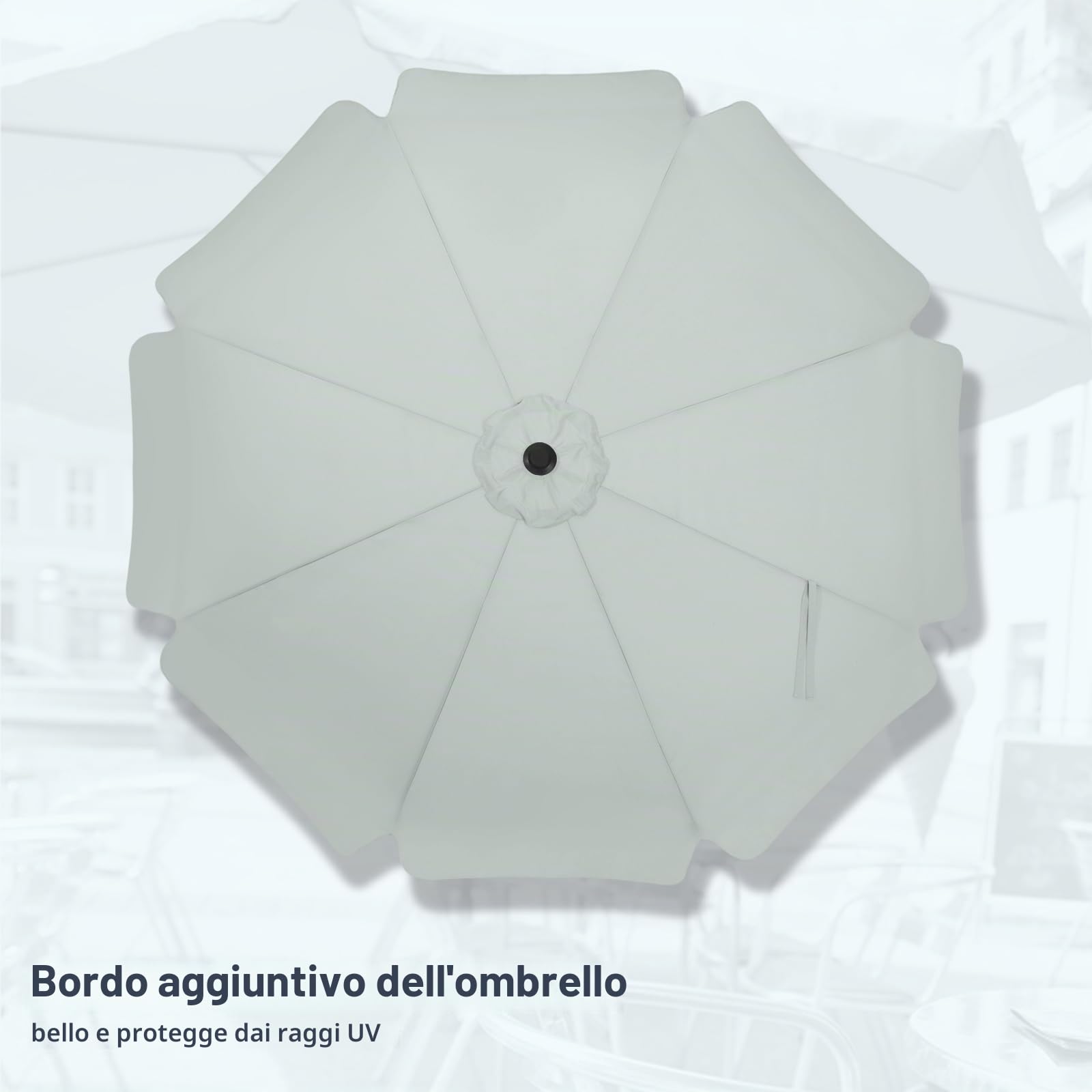 MasterCanopy Mantovana ombrellone per tavolo da esterno – 8 stecche (2,7 m, grigio chiaro) | Inclinazione regolabile, protezione solare UPF50+, per patio, giardino, terrazza, mercato