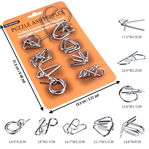 Qanmua 24 Stück Knobelspiele Set, 3D Brainteaser Metall Puzzle IQ Spiele für Kinder, Erwachsene und Studenten - Geduldspiele und Puzzle Ring Geschenke