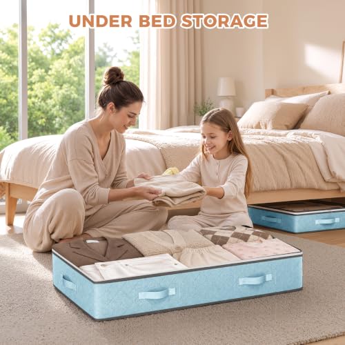 Image of Budding Joy 4 Pack Under bed Storage, Storage Bins with Clear Lids
