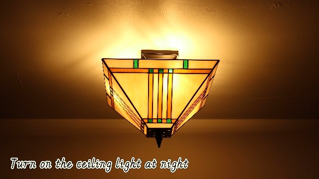 Image of DAYCENT Tiffany Ceiling Light with Stained Glass Shade 3-Light
