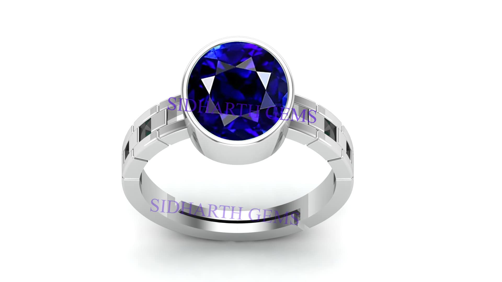 5.25 Ratti (AA++) Certified Blue Sapphire Ring (Nilam/Neelam Stone Silver Plated Ring)(Size 20 to 23) for Men and Woman