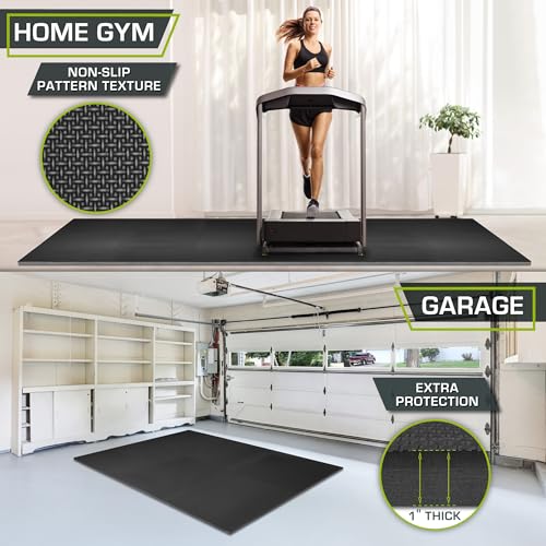 Image of ProsourceFit Weaved Pattern Extra Thick Exercise Puzzle Mat 1-inch, EVA Foam Interlocking Tiles for Protective, Cushioned Flooring for Home and Gym Equipment; Black, 48 SQ FT, 12 Tiles