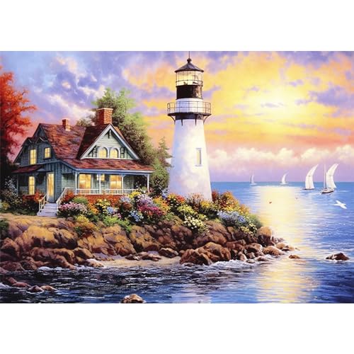 500 Piece Puzzle for Adults-Lighthouse | Recycled Cardboar Jigsaw Puzzles 500 Pieces | Challenging Family Activity Great Gift Idea for Family Friends...