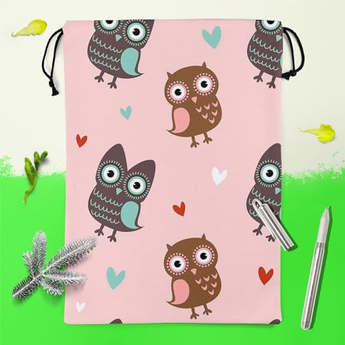 Image of ArtzFolio Owls & Hearts | Reusable Sack Bag | Bag for Gym, Storage, Vegetable & Travel