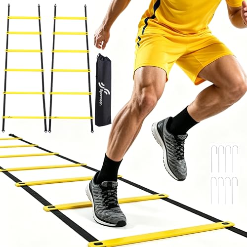 Sportneer Agility Ladder Speed Training Set - 12 Rungs 20ft Detachable Exercise Ladders in 2pcs...