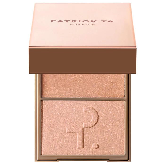 P4TRICK.TA Major Glow Creme & Powder Light Reflecting Translucent Highlighter Duo - Dual Cream & Powder Formula for Radiant, Natural Glow - Vegan & Talc-Free - Daddy - rose gold shimmer