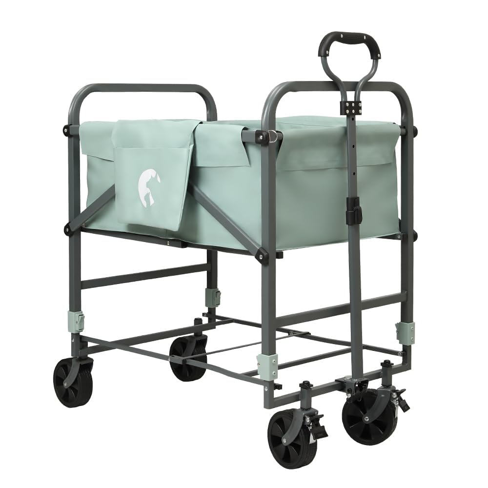 Garvee Vasca da Bagno Pieghevole per Animali Domestici con Carrello | per Cani e Gatti, Fino a 15 kg, Altezza Regolabile 4 Livelli, Ruote 360° con Freno, Filtro Peli Integrato, Scarico Facile