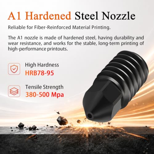 Image of HzdaDeve 2 Pack A1 Mini /A1 Hotend Print Head Hot End Kit Extruder Upgrade High-Temperature 0.4MM Hardened Steel Nozzle Replacement with 4PCS Silicone Cover Sock for Bambu Lab 3D Printer Accessories | Removable Wear-Resistant Nozzle, Quick-Swap, High-Precision Leak-Proof, Heat-Resistant up to 350℃, with 2PCS Silicone Socks