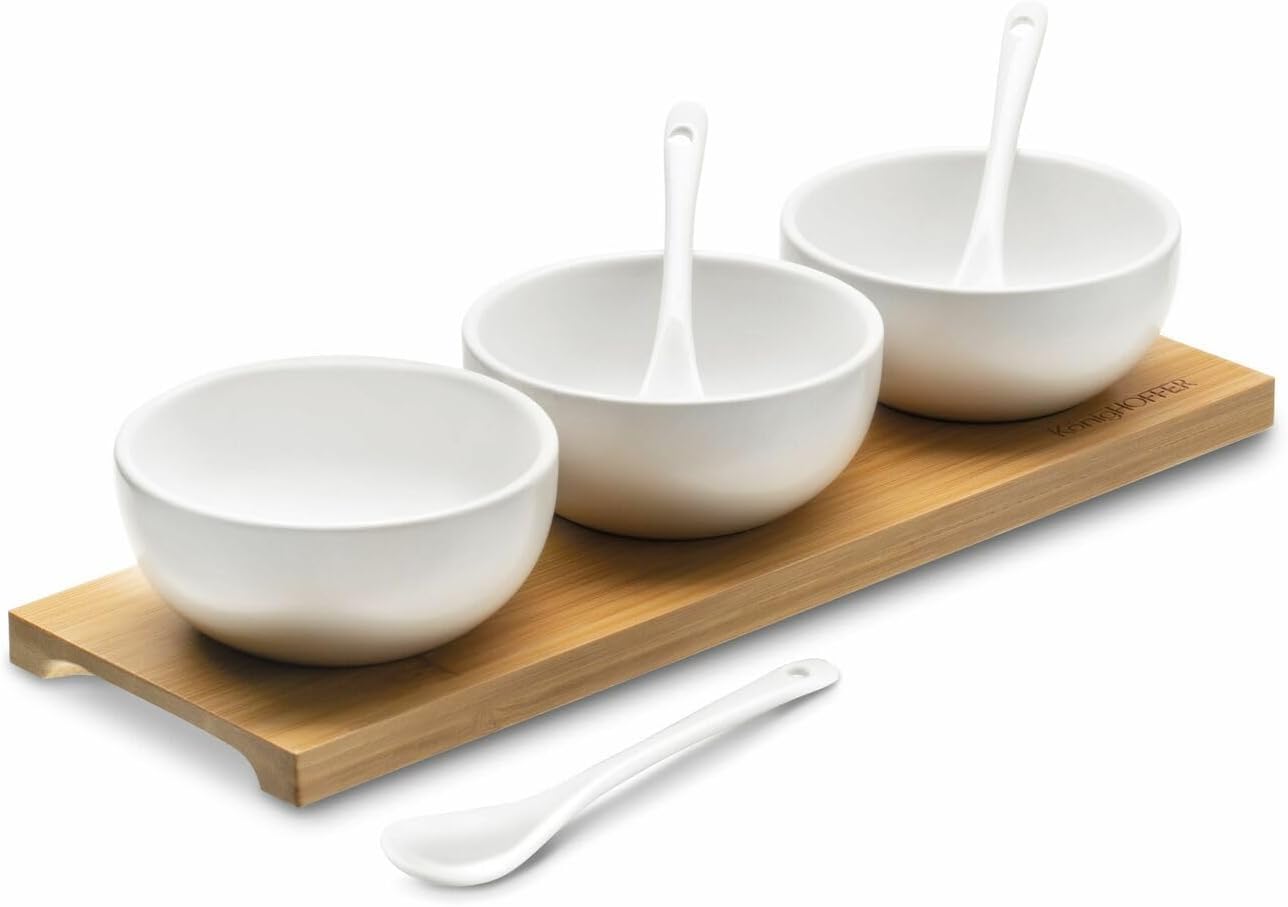 Tadar Dips Serving Platter Snack Serving Bowls with Spoons Ceramic