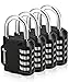 Produktbild Fosmon Vorhängeschloss/Zahlenschloss/Bügelschloss/Spindschloss/Kellerschloss/Hängeschloss/Combination Lock/Schlösser[4 stellig|4er Set][Wetterfest|Rostfrei][Schloss Zahlen-Code]Schrank/Spind -Schwarz