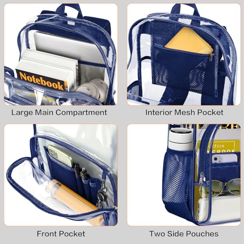 Image of PAMANO Clear Backpack, Heavy Duty Transparent Reinforced Bottom See Through for College, Travel Work Security